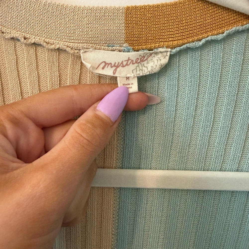 Mystree Multicolor Ribbed Cardigan - Picture 3 of 3